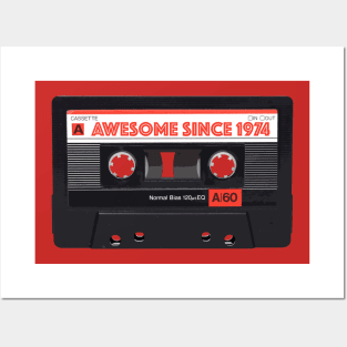 Classic Cassette Tape Mixtape - Awesome Since 1974 Birthday Gift Posters and Art